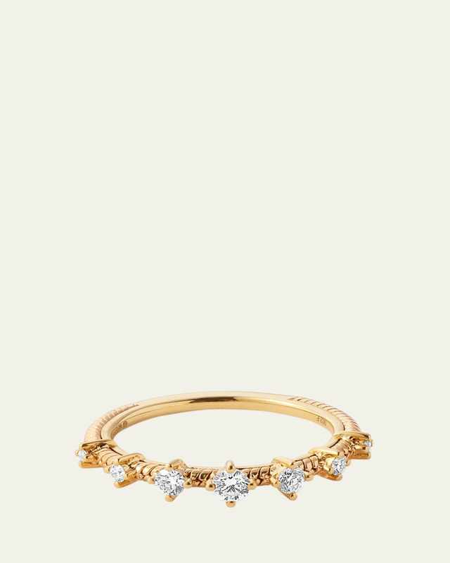 18K Yellow Gold Diamonds On Chain Ring